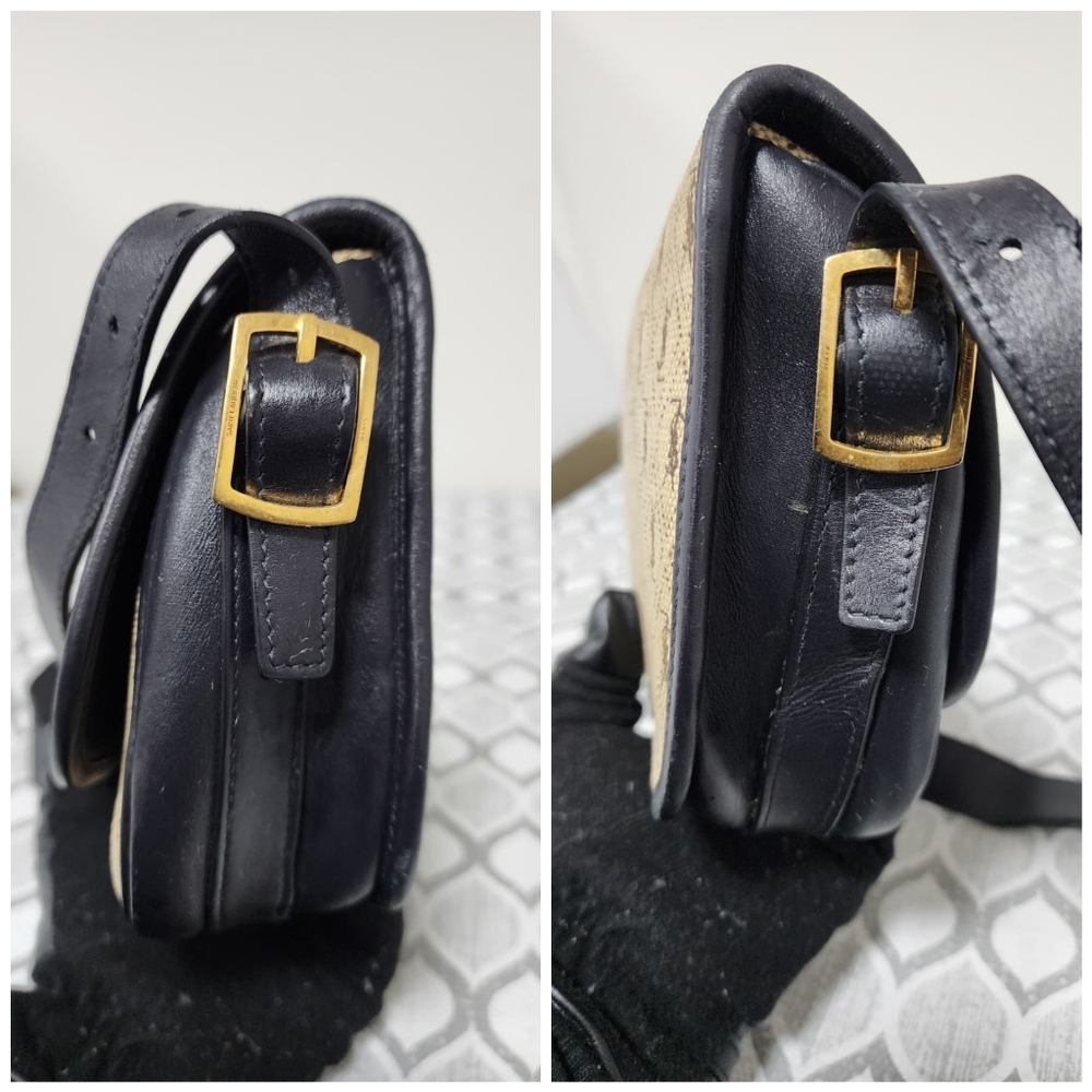 Yves Saint LaurentBeige/Navy Canvas Monogram Satchel Crossbody Bag - Picture 8 of 14